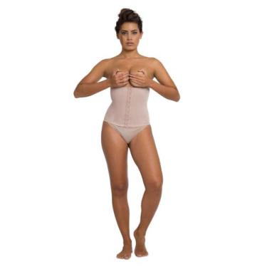 Imagem de Cinta Modeladora Abdominal com Colchetes e Barbatanas (Pequeno - Bege)