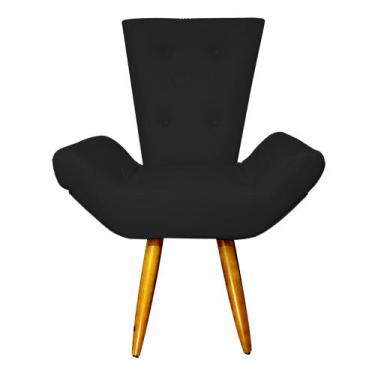 Imagem de Poltrona Decorativa Emília Barca Pés Palito Suede Preto - DS Estofados