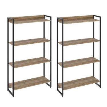 Imagem de Kit 2 Estantes Multiuso Escritório Industrial 4 Prateleiras Areta 145x