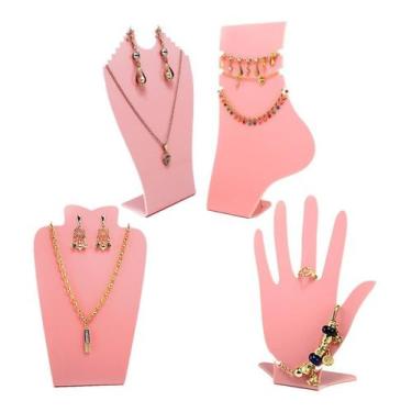 Imagem de Busto Expositor De Brinco E Colar P/  Bijuterias Joias 4 Pçs - Acrilik