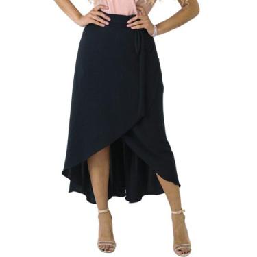 Imagem de Saia Envelope Transpassada Longa com Fenda Midi e Amarração - Catwalk,