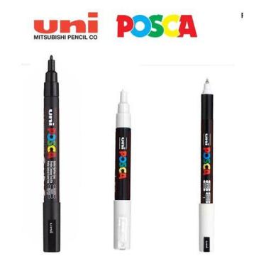 Imagem de Kit 3 Canetas Poscas Variadas PC3M.PC1M.PC1MR - Uni-Ball