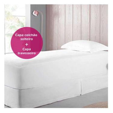 Imagem de kit Capa colchão e travesseiro solteiro tnt branco elastico - Vida Prá
