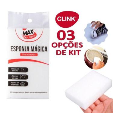 Imagem de Kit C/ 3 Esponja Mágica Melanina Tira Manchas Bucha Multiuso - Clink