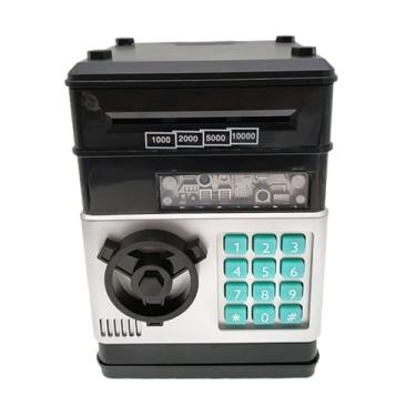 Imagem de Almencla Cofrinho atm para crianças, banco de dinheiro eletrônico, desenvolvimento inicial, recipiente de dinheiro, caixa de economia de dinheiro, para idades, Preto