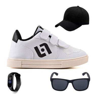 Imagem de Kit Tenis Infantil Casual Light Bone Oculos E Relogio, Branco, 31
