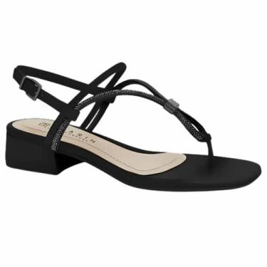 Imagem de Sandália Feminina Ramarim Saltinho Baixo Tira Nó Strass Brilho Confort