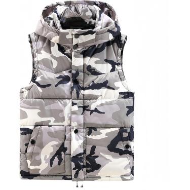 Imagem de Aquecedores do corpo para um homem, aquecedores de corpo masculino Gilet Camuflage Black Stand Collar Casual Casual Casual Vest Soft Lightweight Outdoor à prova de vento sem mangas e sem man