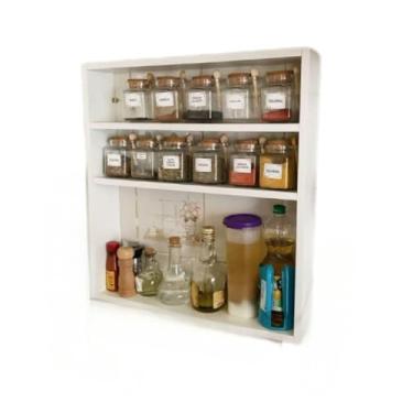 Imagem de Nicho Porta Tempero Prateleira Organizador Para Cozinha Em Mdf，Adequado para armazenamento no quarto, na cozinha, de potes de temperos e vários itens