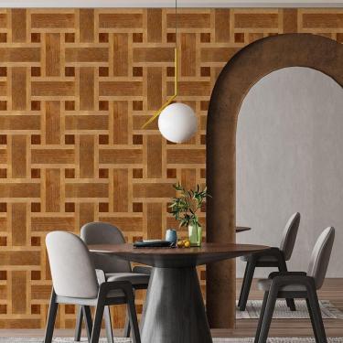 Imagem de Kit 4 Rolos Papel De Parede Adesivo Madeira Mosaico 3,0M