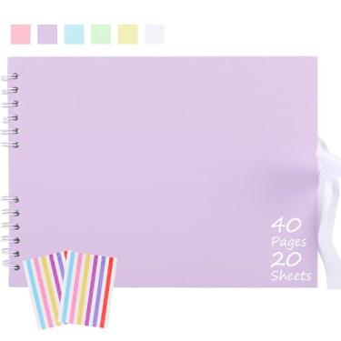 Imagem de Ayorasly Álbum De Scrapbook, 8,5" X 11,5" Fotos Para Scrapbooking Com 40 Páginas Papel Branco Em Branco, Capa Roxa Kraft Fotos, Livro Memórias Bebês, Casamentos, Família, Viagens, Formatura