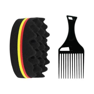 Imagem de Escova De Cabelo Afro Curl Magic Twist Dupla Face Com Esponja De Furos