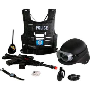 Imagem de Kit Polícia Divertido Faz De Conta Acessórios Diversos Arma E Colete B
