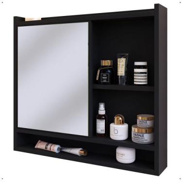 Imagem de Espelheira Armário de Banheiro Suspenso com Porta e Nichos Espelho Org