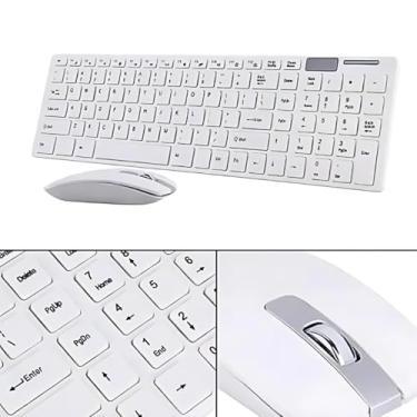 Imagem de Kit Teclado e Mouse Sem Fio Wireless com Receptor USB Branco e Preto (BRANCO)