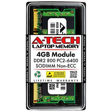 Imagem de A-Tech 4GB DDR2 800MHz SODIMM PC2-6400 1.8V CL6 200-Pin Non-ECC Unbuffered Laptop Módulo de atualização de memória RAM