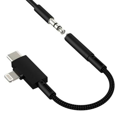 Imagem de Adaptador USB C Lightning para conector de fone de ouvido de 3,5 mm (2 em 1) para iPhone 16 15 14 Pro Max AUX cabo de áudio dongle carregador divisor para Apple compatível com Samsung para iPad fone