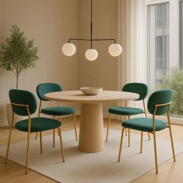 Imagem de Kit com 4 Cadeiras Lívia com Estrutura em Aço Dourado – Exclusiva