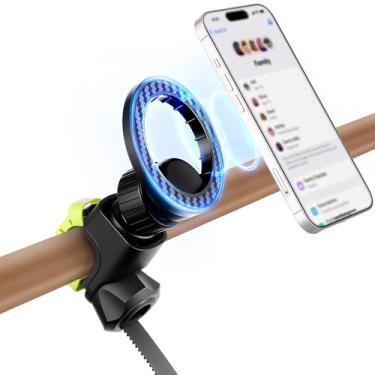 Imagem de OUTXE Suporte de telefone para carrinho, suporte magnético de telefone para carrinho, carrinho de compras, guidão de bicicletas de ginástica, compatível com MagSafe iPhone/Android