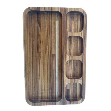 Imagem de Bandeja Gamela Teca G Com 5 Divisórias 44X28X3,5Cm