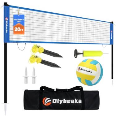 Imagem de Conjunto de rede de voleibol portátil - altura ajustável, rede durável, vôlei e bomba de poliuretano macio, bolsa de transporte - configuração fácil para quintal/praia/parque, ideal para jogos ao ar