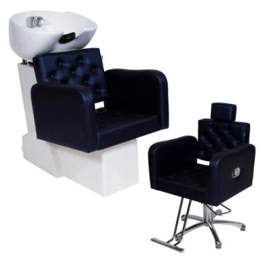 Imagem de Kit 1Lavatório tokio cuba porcelana 1Cadeira Reclinável Tokio Azul Mar