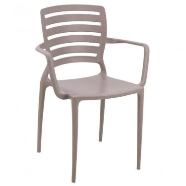 Imagem de Cadeira Tramontina Sofia Com Encosto Horizontal E Braços Camurça