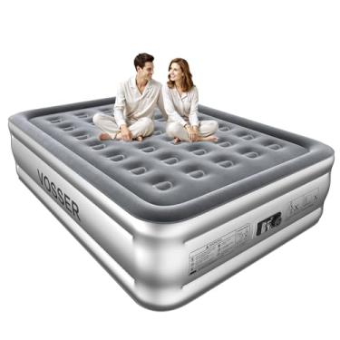 Imagem de VOSSER Colchão de ar Queen com bomba embutida, colchão inflável em 3 minutos, colchão autoinflável elevado de 45 cm, colchão de ar portátil para casa, chão e viagem, colchão de ar tamanho Queen para