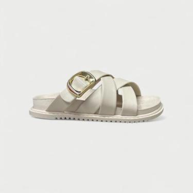 Imagem de Chinelo Papete Infantil Molekinha Slide Com Fivela Off White, Branco o