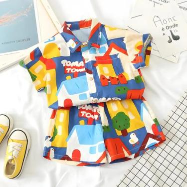 Imagem de Conjunto De Roupas De Verão Para Bebês Meninos 2 Peças Camisa E Shorts