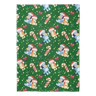 Imagem de Cobertor Bluey Family Holiday Character Silk Touch, decoração de Natal de pelúcia macia para sofá, cama ou presente, 127 x 178 cm