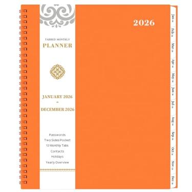 Imagem de Agenda mensal 2025 - Agenda mensal/calendário 2025, julho de 2024 - dezembro de 2025, agenda mensal 18 com abas - contatos + senhas + bolso dupla face (23 x 28 cm, design laranja)