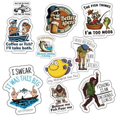 Imagem de Magictodoor Adesivos engraçados de pesca com frases hilárias - Decalques de vinil à prova d'água para caiaque, barco, refrigerador, laptop, telefone, álbum de recortes, garrafa de água, equipamentos