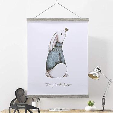 Imagem de Ywlake – Gancho magnético para pôster, impressão de madeira com ímã, pôsteres, moldura de rolo, ganchos para pendurar, kit de pendurar para paredes, mapas, arte em tela, Cinza, 17"