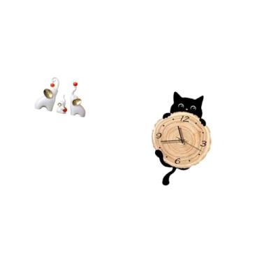 Imagem de Fenteer Conjunto de Decoração Elegante de Esculturas de Família de Elefantes E Relógio de Parede para Sala de Estar, Quarto, Escritório, Quarto Infantil, Idei