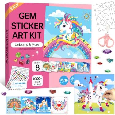 Imagem de Marlrin Kit de adesivos para crianças, 8 temas de princesa de unicórnio, kits de artesanato para meninas de 4 a 8 anos, brinquedos de artes e artesanato, kits de arte de diamante para crianças