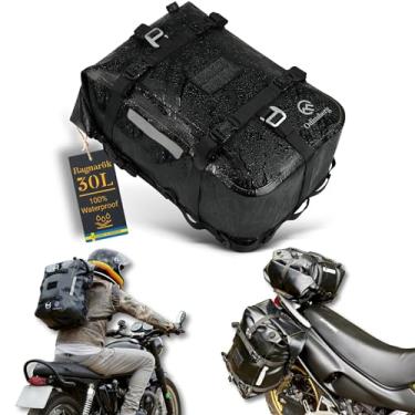 Imagem de Odinsberg Bolsa traseira de motocicleta 30L 100% à prova d'água, mochila multifuncional, bolsa seca, mala macia para assento traseiro de motocicleta, suporte traseiro, barra sissy, alforjes laterais