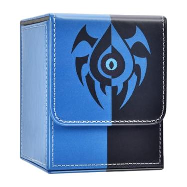Imagem de Zettokete Card Deck Box with 2 Dividers, MTG Commander Deck Box Holds 100+ Double-Sleeved Cards, Leather Magnetic Deck Case Compatible with Magic TCG CCG Cards, Blue/Black