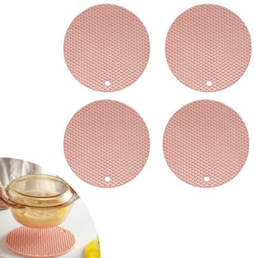 Imagem de Descanso de Panela Silicone Suporte Apoio Protetor Mesa Redondo Silicone Flexível 17cm (Salmão, 4 Peças)