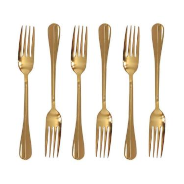 Imagem de Jogo de Garfos Inox Positano Dourado Lyor / 6 Peças 20cm