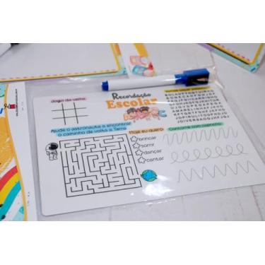 Imagem de ABC Recordação Escolar, Lousa Infantil com Jogos Educativos e Desenhos, tamanho 13x18cm, Kit Formatura Pré-Escolar (10 Unidades Recordação Escolar)