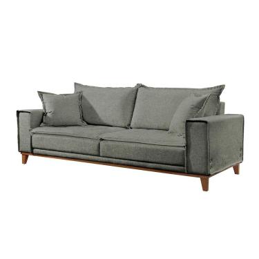 Imagem de Sofá Fixo Aquiles 3 Lugares Luxo 2,0m Castellar Móbile Linho Cinza