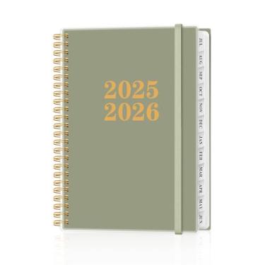 Imagem de Agenda 2025-2026 - Agenda de ano acadêmico de julho de 2025 a junho de 2026, agenda semanal e mensal com abas de 12 meses, bolso interno, 16 cm x 21,6 cm, verde