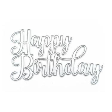Imagem de Cortes de feliz aniversário para fazer cartões, recortes de scrapbooking, matrizes de corte de metal, parabéns, cortes de matriz em relevo, modelo de estênceis para decoração de scrap-booking, cartão