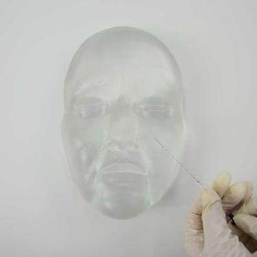 Imagem de Manequim de treinamento de injeção facial transparente, modelo de cabeça de demonstração de lifting facial de rosca PDO, modelo de injeção facial de manequim transparente para treinamento estético