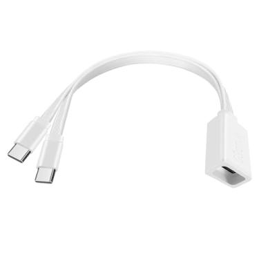 Imagem de GGrzmvxy Cabo de carregamento divisor tipo C plano de 3 m - USB tipo C fêmea para 2 duplos USB tipo C macho Y divisor - projetado apenas para fins de carregamento