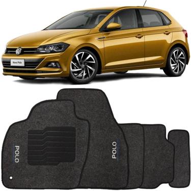 Imagem de Jogo de Tapete Automotivo Carpete Volkswagen Polo 2018 à 2019 Soft Logo Bordado 5 Peças