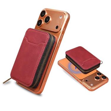 Imagem de Qoovi Carteira Magsafe com suporte magnético para cartão com bloqueio RFID, carteira minimalista de couro sintético compatível com telefones e capas MagSafe para iPhone 17/16/15/14/13/12/Pro/Max/Pl