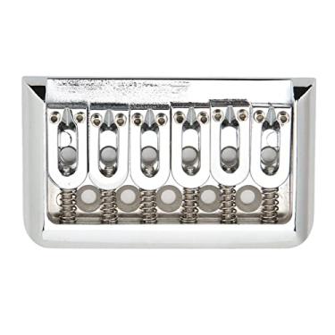 Imagem de Cryfokt Sela de Ponte de Guitarra Hardtail Com Espaçamento de Cordas Em Formato de U para Guitarra Elétrica, Tamanho Universal, 5 Parafusos, Material de Metal, 4,9 Onças (Prata)