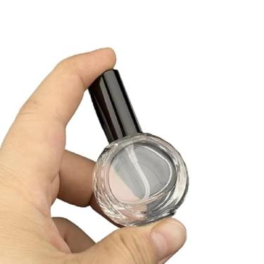 Imagem de Frasco de perfume de vidro transparente de 10 ml, preto, dourado, prateado, tampa atomizador, frascos de cosméticos recarregáveis, frascos de spray de vidro (preto)